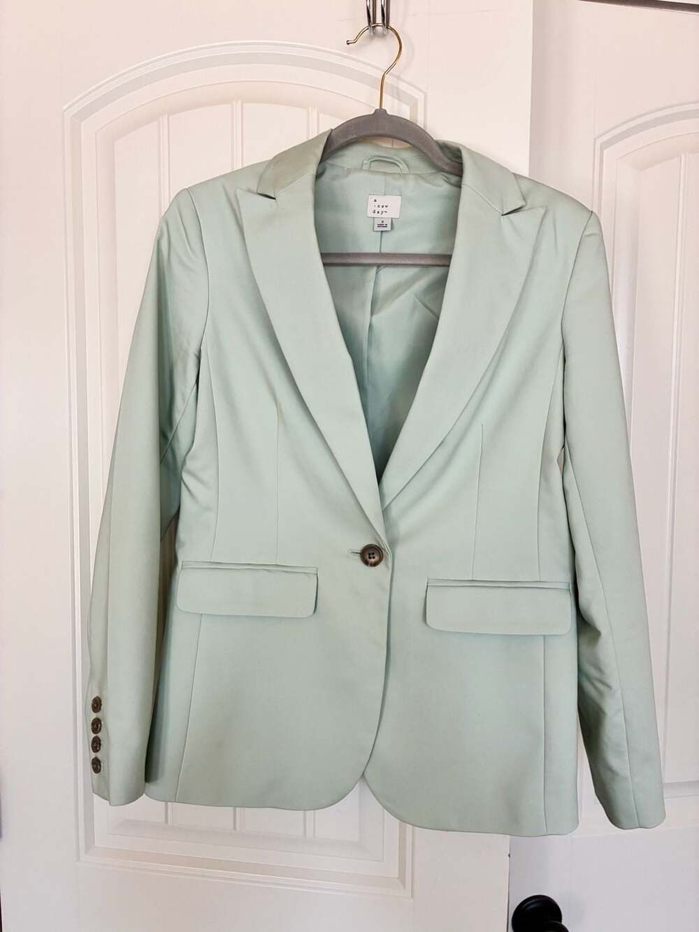 A New Day Sage Green Notch Lapel Single Button Blazer Size 2